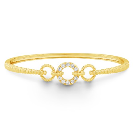 14K Gold & Diamond Link Bangle 