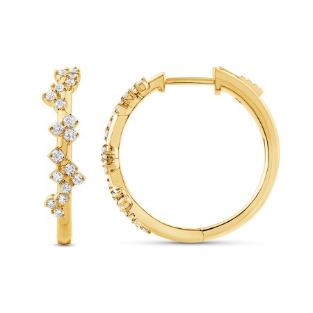14K Gold & Diamond Druzy Hoop Earrings