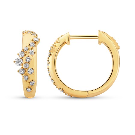 14K Gold & Diamond Druzy Hoop Earrings