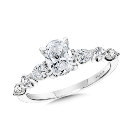 Oval-Cut Hidden Halo Stackable Diamond Engagement Ring w/ Trellis Shank Setting - R2415W-SR - Valina Engagement Ring