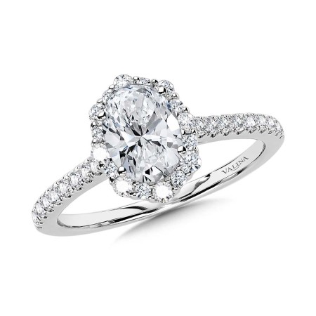 Oval-Cut Straight Blooming Halo Diamond Engagement Ring - R2292W-SR - Valina Engagement Ring
