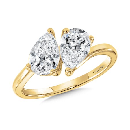 Pear-Cut Double Center Stone & Hidden Halo Solitaire Engagement Ring - R2386Y-SR - Valina Engagement Ring
