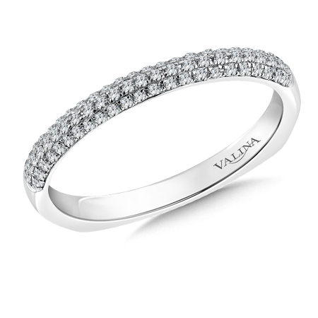 Diamond wedding band set in 14k white gold.