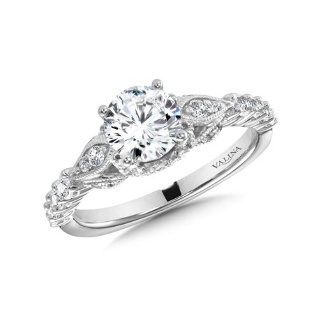 Diamond engagement ring set in 14k white gold - R1003W
