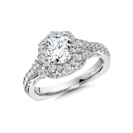 Ornate Halo Diamond Engagement Ring