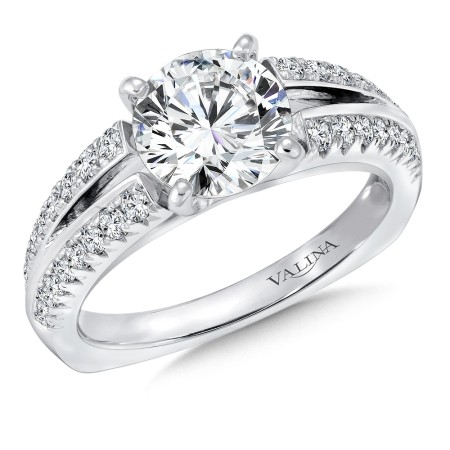 Diamond engagement ring set in 14k white gold that is perfect for a 1.5 carat diamond.