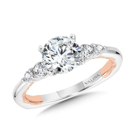 Two-Tone & Milgrain-Beaded Hidden Accents Diamond Engagement Ring | R2230WP | Valina Engagement Ring