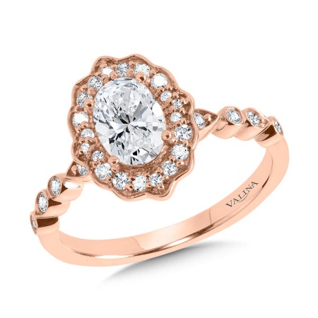 Valina - Oval-Cut Modern Vintage-Inspired Bezel-Set Fancy Diamond Halo Engagement Ring - R2293P-SR
