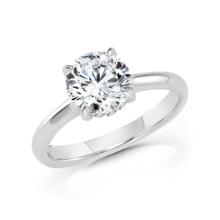 Floating Hidden Halo Solitaire Diamond Engagement Ring - R2307W