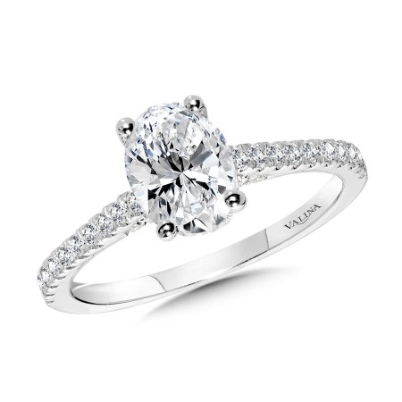 Straight Oval-Cut Diamond Engagement Ring w/ Hidden Halo