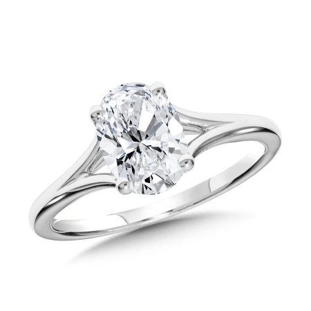 Oval-Cut Hidden Halo & Split Shank Diamond Engagement - R2366W-SR - Valina Engagement Ring