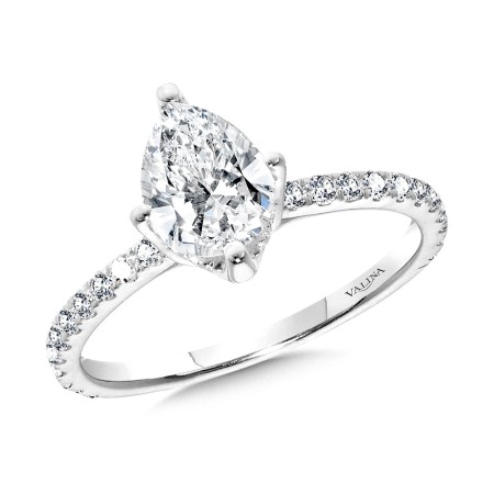 Straight Pear-Cut Hidden Halo Diamond Engagement Ring