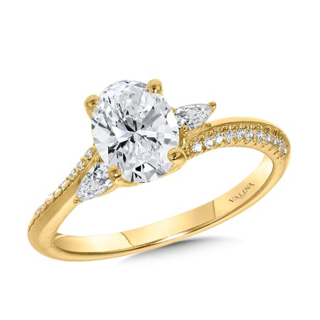 Pear-Accented Oval-Cut Diamond Bypass & Hidden Halo Engagement Ring