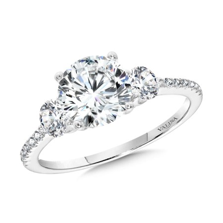 Round Three-Stone Diamond Engagement Ring - R2408W-SR - Valina Engagement Ring