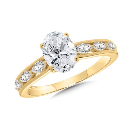 Oval-Cut Marquise-Accented Diamond Engagement Ring