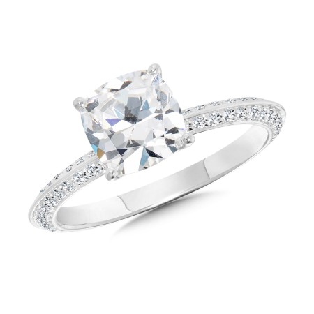White Gold and Cushion-Cut Diamond Engagement Ring