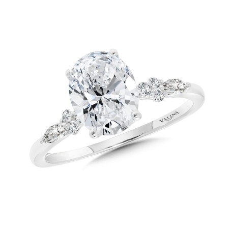 Oval-Cut Side Stone Diamond Engagement Ring
