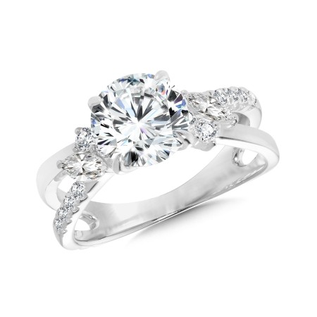 Split Shank Diamond Cluster Engagement Ring