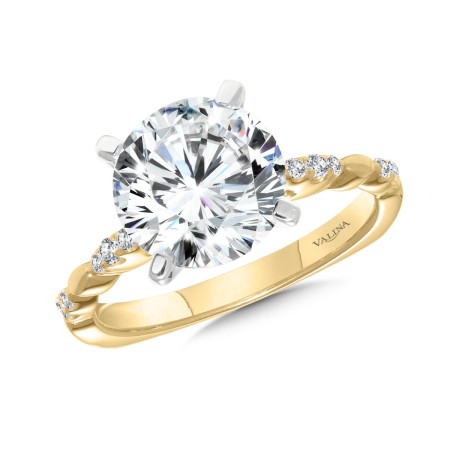 Diamond Scalloped Shank Engagement Ring