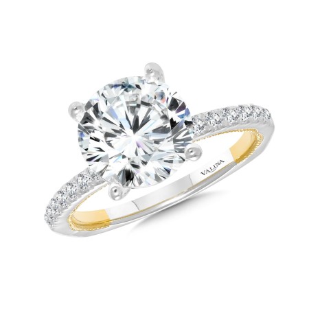 Straight Two-Tone Diamond Engagement Ring