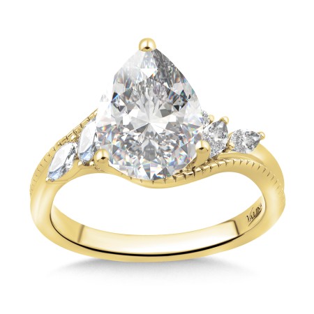 Pear-Cut & Side Stone Bypass Diamond Engagement Ring