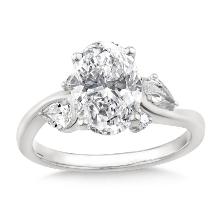 Oval-Cut Diamond Spiral Engagement Ring