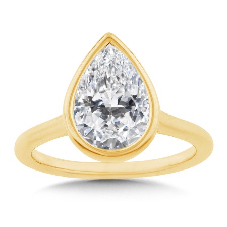 Bezeled Pear-Cut Diamond Engagement Ring