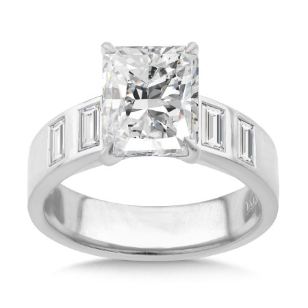 Radiant-Cut & Baguette Side Stone Diamond Engagement Ring