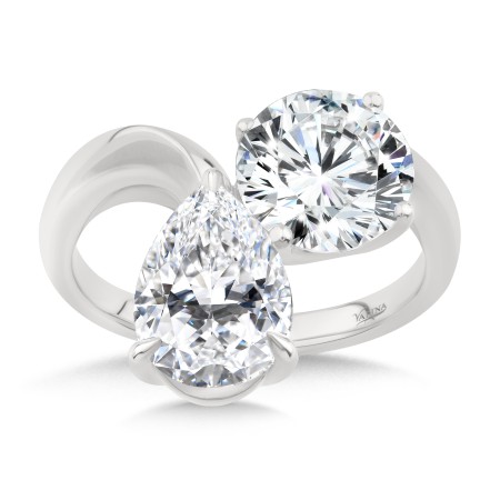 Duet Round & Pear-Cut Diamond Bypass Engagement Ring