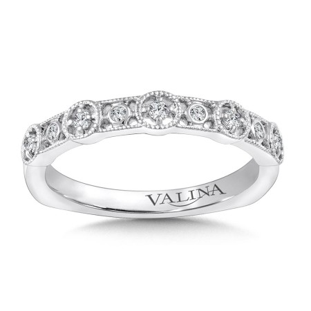 Decorative Milgraine Stackable Diamond Wedding Band 