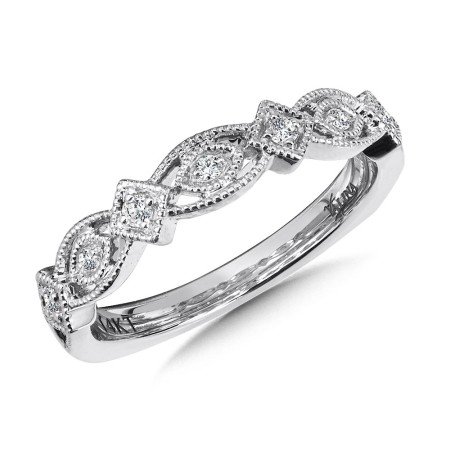Decorative Milgraine Stackable Diamond Wedding Band 