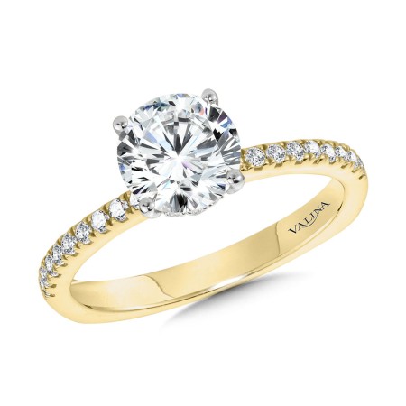 Straight Hidden Halo Diamond Engagement Ring - R2239Y - Valina Engagement Ring