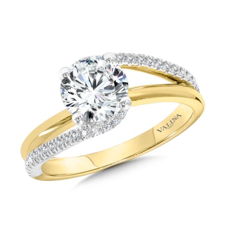 Two-Tone Bypass & Split Shank Diamond Engagement Ring - R2380YW-SR - Valina Engagement Ring