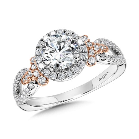 Valina - Dual-Tone Split Shank Halo Engagement Ring - R1172WP
