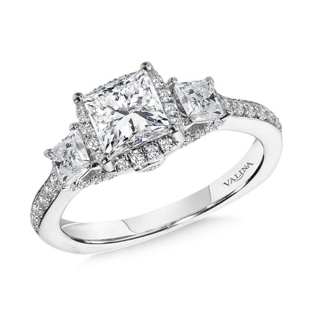 Princess-Cut Three-Stone Diamond Engagement Ring - R2218W