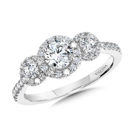 Valina Round - Round 3 Stone Halo Engagement Ring - R1120W-SR