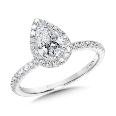 Valina Round - Classic Straight Pear-Shaped Halo Engagement Ring - R1152W-SR