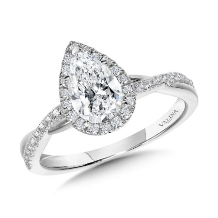 Valina Round - Crisscross Pear-Shaped Halo Engagement Ring - R1136W-SR