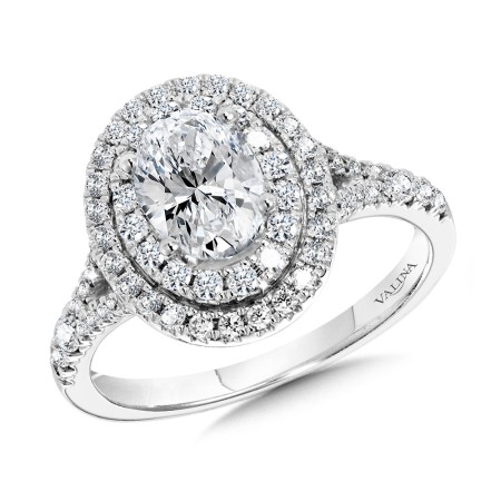 Valina Round Oval-Shaped Double-Halo Split Shank Engagement Ring - R1117W-SR