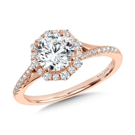 Split Shank Blooming Halo Diamond Engagement Ring - R2255P-SR - Valina Round
