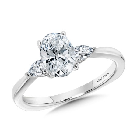 Valina Tapered 3 Stone Oval and Pear Diamond Engagement Ring - R1101W