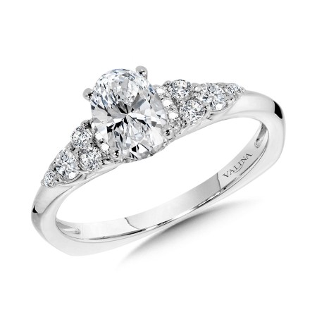 Valina Tapered Oval Diamond Engagement Ring - R1107W