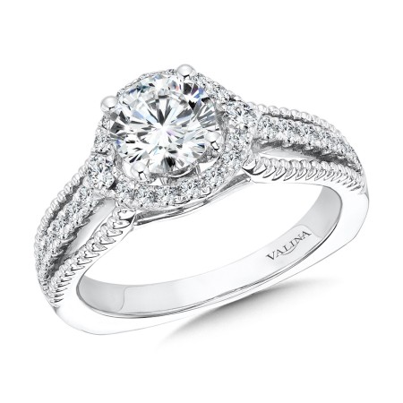 Valina Vintage Diamond Halo Engagement Ring - R1072W