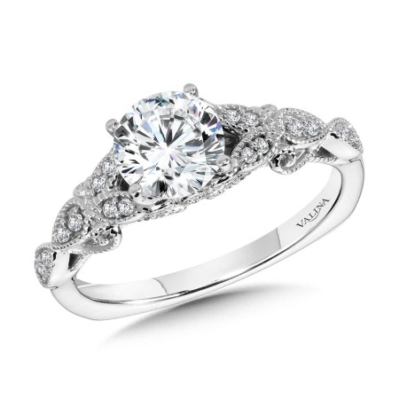 Valina - Vintage Milgrain & Filigree Accented Diamond Engagement Ring - R1171W