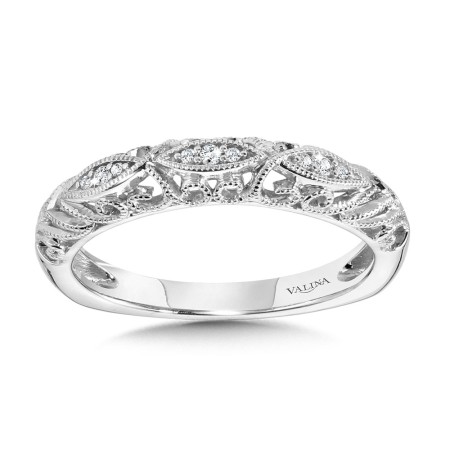 Valina - Vintage Milgrain & Filigree Accented Diamond Wedding Band - R1163BW