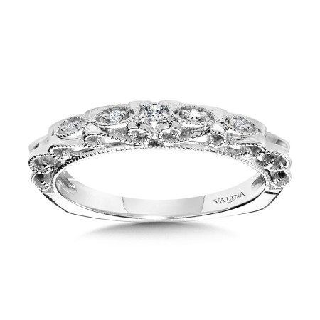 Valina - Vintage Milgrain & Filigree Accented Diamond Wedding Band - R1167BW