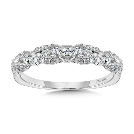 Valina - Vintage Milgrain & Filigree Accented Diamond Wedding Band - R1168BW