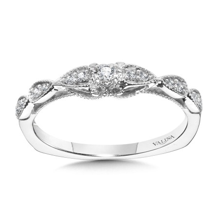 Valina - Vintage Milgrain & Filigree Accented Diamond Wedding Band - R1171BW