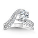 Asymmetrical Six-Prong Bypass & Split Shank Hidden Halo Diamond Engagement Ring - R2291W-SR - Valina Engagement Ring