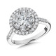 14K White Gold Round Cluster Diamond Halo Engagement Ring - BDD2525E-W
